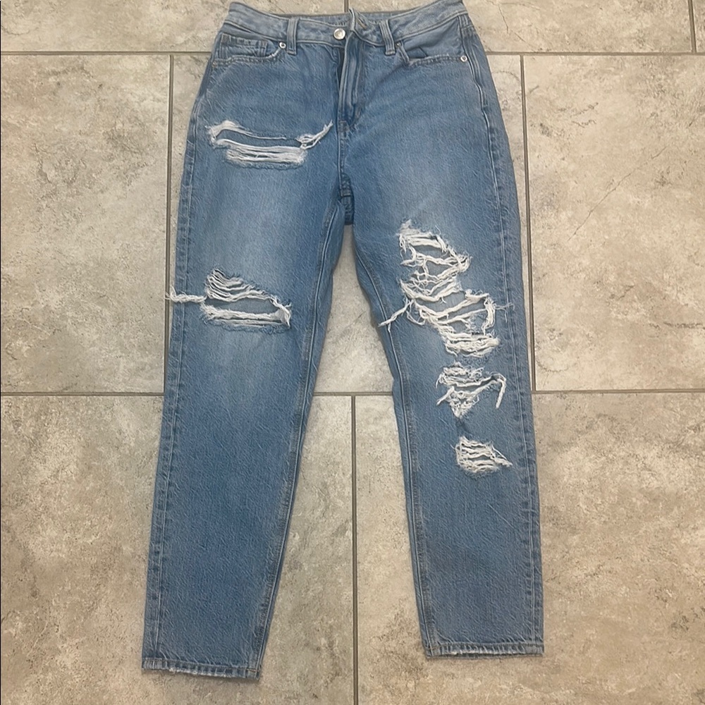 American Eagle Outfitters Ripped Blue Boyfriend Jeans